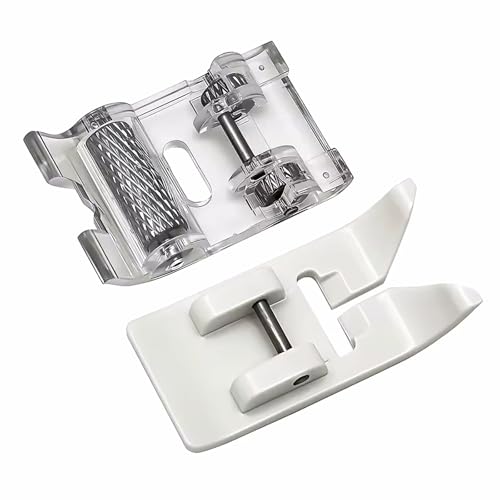 Roller Sewing Machine Feet & Non-Stick Zigzag Teflon Presser Foot Fits for All Low Shank Snap-On Singer, Janome, Simplicity, Brother, Babylock and More Sewing Machines
