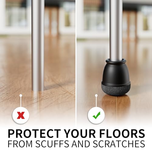 24 Pcs Extra Small Chair Leg Floor Protectors, Silicone Chair Leg Protectors for Hardwood Floors, Round Felt Pads Caps Chair Leg Covers to Protect Floors from Scratches & Noise(Black, Fit 0.35"-0.55") - size: XS-24PCS-(Fit:0.35-0.55 inch)-Black