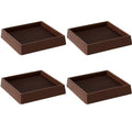 4X4 Rubber Caster Cups, Non Slip Furniture Pads - 4 Pack | Anti-Slip Furniture Gripper, Anti Skid Furnitures Feet, Anti Slide Floor Protector for Bed Couch Stoppers, Brown - size: 4" x 4"-Brown