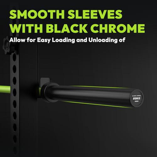 HANDBODE 7 FT Olympic Barbell 45 LB, 2-Inch Standard Weight Bar, 1000 LB | Needle Bearings, Knurled Grip, Hard Chrome Coating, Powerlifting, Bench Press, Deadlift, Squat, Hip Thrusts And Cleans - color: Green