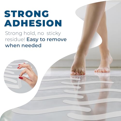 Anti-Slip Shower Stickers - Help Reduce Slipping in Bathtub & Shower, White Non-Slip Bath Strips, Strong Adhesive Bathtub Appliques Suitable for Homes with Kids, Adults & Seniors - 24 Pcs - Homergy - color: Bright White