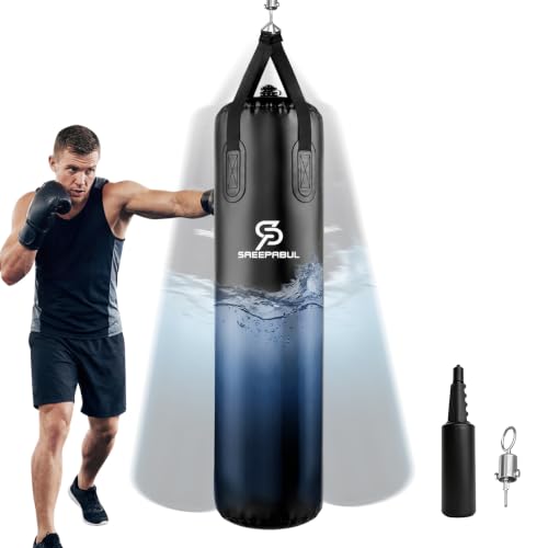 Water Punching Bag 4FT Heavy Bag for Boxing - Adjustable Weight (60 to 120 lbs) with Anti-Leak Design, Heavy-Duty Aqua Training Bag for Adults - color: Plain Black