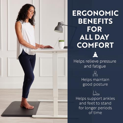 KANGAROO Anti Fatigue Mats for Kitchen Floor, 70x24 Runner, 3/4 Inch Cushioned Ergonomic Mat, Reduce Foot Pressure, Waterproof Comfort Rug for Under Sinks, Office Standing Desk, Store Floors, Black - color: Black, size: 70" x 24" x 0.8"