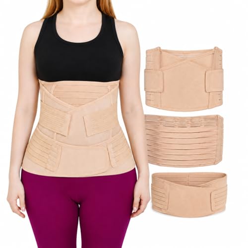 VitaliCore Postpartum Belly Band 3-in-1 for Women – Adjustable Abdominal & Pelvic Support Wrap for Postpartum Recovery, C-Section & Waist Support - color: Beige, size: Medium