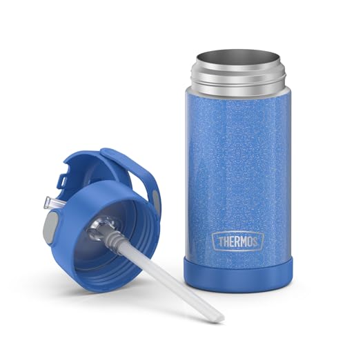 THERMOS FUNTAINER Water Bottle with Straw, 12oz, Glitter Periwinkle | Kids Stainless Steel Insulated Water Bottle, Keeps Drinks Cold Longer for School & Play, BPA-Free - color: Glitter Periwinkle, size: 12 Ounces