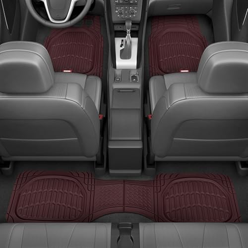 Motor Trend FlexTough Floor Mats for Cars, Burgundy Deep Dish All-Weather Car Mats, Waterproof Trim-To Fit Automotive Cars Trucks SUV, Universal Liner Accessories - color: Burgundy, style: Full Set