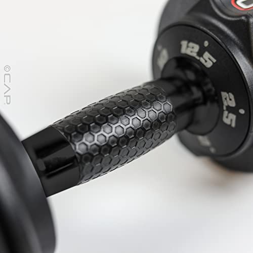 CAP ADJUSTABELL Adjustable Dumbbell Set, Premium Quick Select Adjustable Weights for Strength Training, Singles & Pairs, 12.5 LB, 25 LB & 55 LB, Round & Hex Dumbbells, Multiple Grip Handle Options - size: 12.5 lb - Honeycomb Black Handle, style: Pair