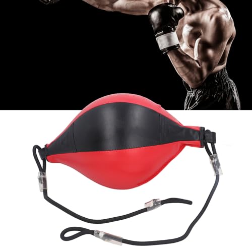 Double End Bag, Double End Punching Bag Boxing Striking, Boxing Equipment for Hand Eye Coordination Training, PU Leather Hanging Boxing Ball with Adjustable Cord Improve Boxing Reaction