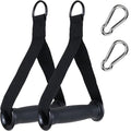 Resistance Band Handles, 2 Pack Heavy Duty Cable Machine Grips | Reinforced 2 in. webbing, D-rings, and textured grips for bands, cable machines, strength training - color: Black