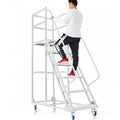 6 Steps Rolling Ladder, Mobile Platform Ladders with Handrails, Industrial & Warehouse Non-Slip Stair Ladder, Heavy Duty Step Ladders for Home Library Outdoor, 1100lbs Capacity