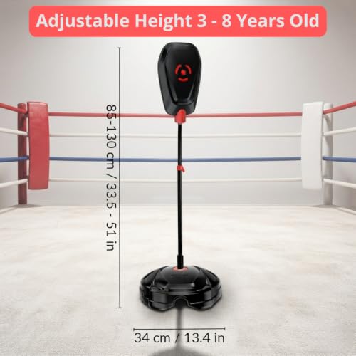 Punching Bag for Kids – Adjustable Boxing Bag with Stand & Gloves, Adjustable Height, Fun Training & Indoor/Outdoor Active Play, Durable Base – Kids Boxing Set for Ages 5+