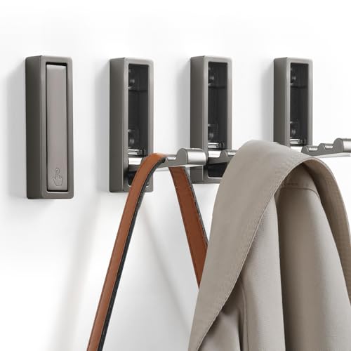 Folding Wall Hook, 4Pcs Foldable Coat Hooks Mounted, Heavy Duty Zinc Alloy No Rust Fold Up Hooks for Hanging Coat, Towel, Key, Hat, Bag, Jacket, Backpack (Gray) - color: Gray, size: 4