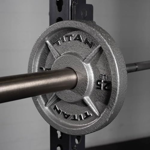 Titan Fitnes Cast Iron Olympic Plates, Classic Weight Plate Design, Hammer Finish - size: 25 LB Pair