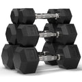 Mikolo Dumbbell Sets with Rack, Rubber Hex Dumbbells, Multiple Choices in 160/200/380/450/550LB, Hand Weights with Chrome Handle for Strength Training - style: 60LB SET (5/10/15LB Pairs)