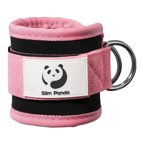 Slim Panda Ankle Strap for Cable Machine,Ankle Cuff for Kickbacks, Booty Hip Abductors,Glute Workouts, Leg Extensions, Curls for Men and Women, Adjustable with Double D-Rings - color: Pink, style: Single