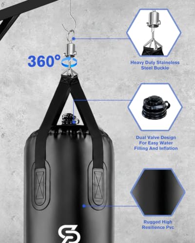 Water Punching Bag 4FT Heavy Bag for Boxing - Adjustable Weight (60 to 120 lbs) with Anti-Leak Design, Heavy-Duty Aqua Training Bag for Adults - color: Plain Black