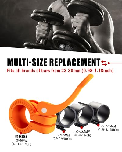 Mini Barbell Clips 1 inch I Multi-Size Adjustable Barbell Collar I 1 inch Barbell ClampsIQuick Release Weight Clips Pair of Locking for Dumbbell Bar - color: Orange