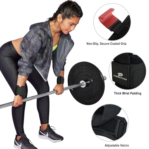 Lifting Hooks for Weight Lifting: Weightlifting Hooks Wrist Straps Hand Grip Support for Deadlift Weightlifting Gym Gloves for Men & Women - color: Red