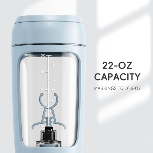 PROCHAIN Electric Protein Shaker Bottle, 22oz BPA-Free Tritan Mixer | USB Rechargeable, Shaker Cups for Protein Shakes, Portable Mixer, with Powder Storage Cup, for Gym, Workout, Sports Nutrition - color: Light Blue