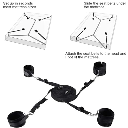 BDSM Bondaged Restraints Kit for Couples Under King Bed Bondage Resistant Queen Size Bed Restraints for Ankles and Wrists Bar Women Handcuff Sex Resistance Bands Bed Couples Sexy Gift Sets Sweater