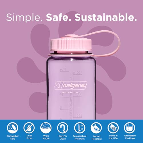 Nalgene Sustain Tritan BPA-Free Water Bottle Made with Material Derived from 50% Plastic Waste (using ISCC certified mass balance), 16 OZ, Wide Mouth, Cherry Blossom (Pack of 6) - color: Cherry Blossom, size: 16 Ounces (Pack of 6)