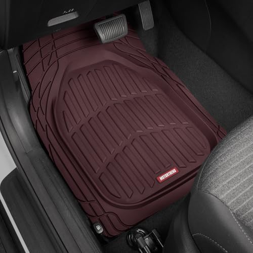 Motor Trend FlexTough Floor Mats for Cars, Burgundy Deep Dish All-Weather Car Mats, Waterproof Trim-To Fit Automotive Cars Trucks SUV, Universal Liner Accessories - color: Burgundy, style: Full Set