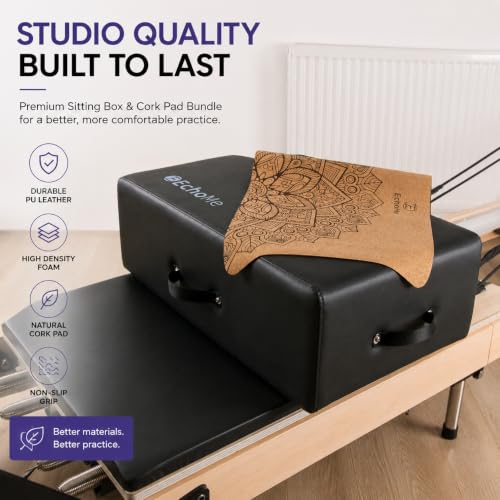 Pilates Sitting Box for Pilates Reformer by EchoMe, Box Pilates Reformer for Home Gym,Professional Studio Use,and Strength Exercises,Pilates Reformer Accessory for Pilates Exercises