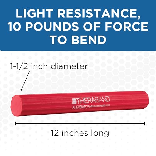 THERABAND FlexBar Resistance Bar, Light, Red Flex Therapy Bar for Physical Therapy, Wrist & Forearm Exercise Equipment, Non Slip Grip, Compact Design - color: Red - Light, style: New Version