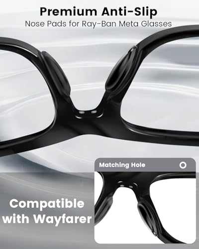 Compatible with Ray-Ban Meta Wayfarer Eyeglass Nose Pad, 8 Pairs Soft Silicone Anti Slip Replacement Nose Pads - color: Black