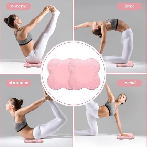 2PC Extra Thick Foam Yoga Knee Pads - Non-Slip Cushion for Knees & Elbows Ideal for Fitness Travel Meditation Kneeling Balance Floor Pilates - color: Pink