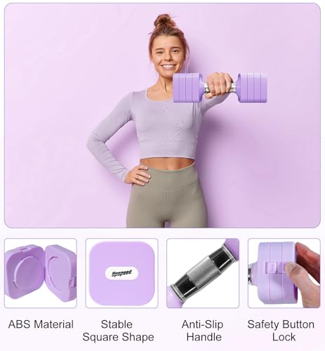 Adjustable Dumbbell Set for Women Men 7.5LB/10LB/15LB/20LB/25LB Pair | Stable Free Weight Hand Weights with Metal Handle for Home Gym Fitness Rehab Pilates Yoga Strength Training Equipments - color: Purple, size: 15LB SINGLE