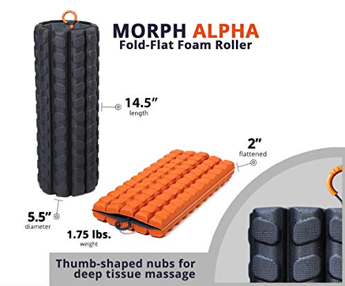 Brazyn Morph Foam Roller: Collapsible Travel Foam Roller for Back Pain Relief, Workout Muscle Recovery, Back Massager, Deep Tissue Leg Massage, Back Cracker (Sunset Orange, Deep Tissue) - color: Sunset Orange, size: Deep Tissue