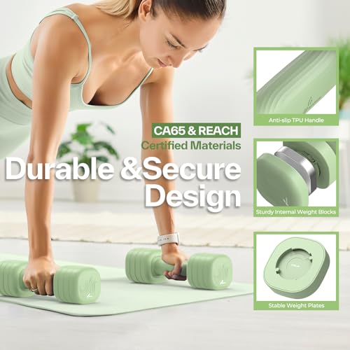 Adjustable Dumbbell Set of 2: Sportneer 4 in 1 Free Weights Dumbbells Set for Women, Hand Weights for Women at Home, Available in 5 lb × 2 and 10 lb × 2 Sets with Soft Rubber Handle for Home Gym Exercise Training - color: Dusty Mutcha, size: 5lb × 2
