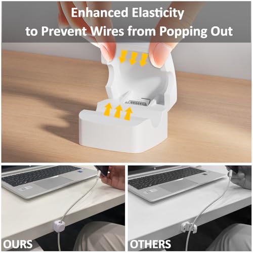 Rotatable Cord Organizer, Strong Adhesive Spring Cable Clips (8*White) | Enhanced Cable Organizer Cord Clips, Desk Cord Holder for Nightstand, Office Accessories and Car - color: 8*White