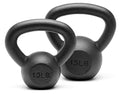 Powder Coated Solid Cast Iron Kettlebell Weights Set 5lb to 45lb Various Combination - color: D-Black(10+15)lb