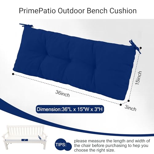 Outdoor Bench Cushion Waterproof, Tufted Bench Seat Cushion | 36 x 15 Inch Patio Wicker Indoor Seat Pads for Outside Garden Patio Balcony, Navy - color: Dark Cerulean, size: 36x15 Inch