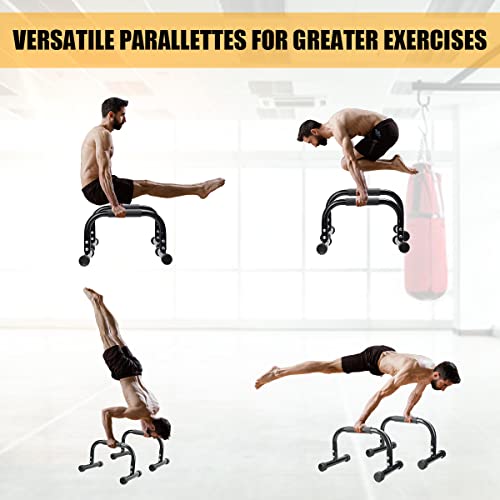 AmazeFan Parallettes Bars, Push Up Bars Strength Training For Handstands, Full Planche & Dips, Calisthenic, Gymnastic, [16.6x10x10in] Push Up Stands Handle for Floor Workouts Calisthenics Equipment - color: Black
