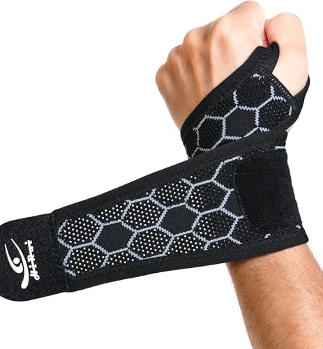 HiRui Upgraded 3D Knit Breathable Wrist Brace Wrist Wrap, Extended Length Adjustable Compression Strap, Elastic Support for Wrist Pain Relief, Carpal Tunnel, Sports, Gym & Daily Use (2, Black) - color: Black