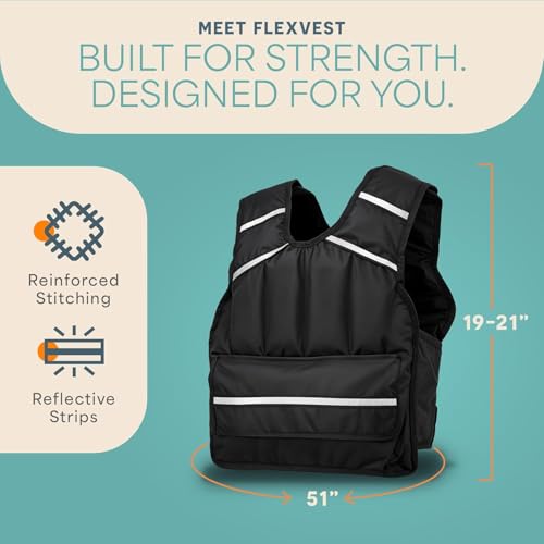 Lifepro Adjustable Weighted Vest for Women & Men - Flexvest 15 or 20 lb Workout Vest – Reflective Fitness Weight Vest with Phone Pocket for Running, Cardio, Strength Training - size: Men