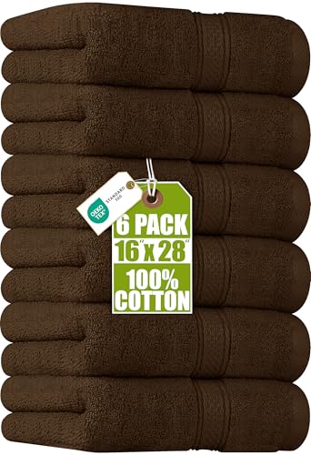 Utopia Towels 6 Pack Premium Hand Towels Set, 16 by 28 inches, 100% Ring Spun Cotton, Ultra Soft and Highly Absorbent 600GSM Towels for Bathroom, Gym, Shower, Hotel, and Spa, Dark Brown - color: Dark Brown, size: 6 Hand Towels