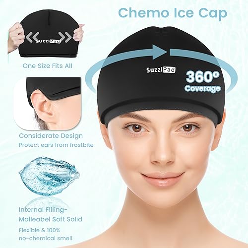 SuzziPad Cold Gloves & Socks & Cooling Cap for Chemo Care Package, Blue, L | Dual-layer &Washable Cover for Chemotherapy Must Haves to Soothe Neuropathy Soreness for Treatment Workout & Daily Rest - size: L