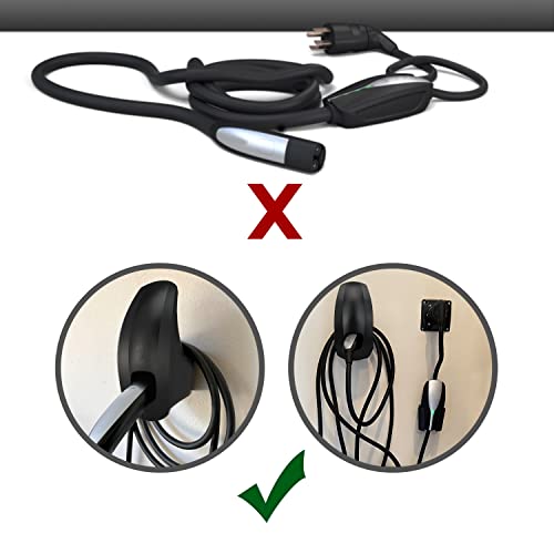 SEVEN SPARTA Charging Cable Holder with Chassis Bracket Compatible with Tesla Model 3 Model Y Model X Model S Charger Cable Organizer Car Accessories Wall Connector, Patent Approved (Black) - color: Black