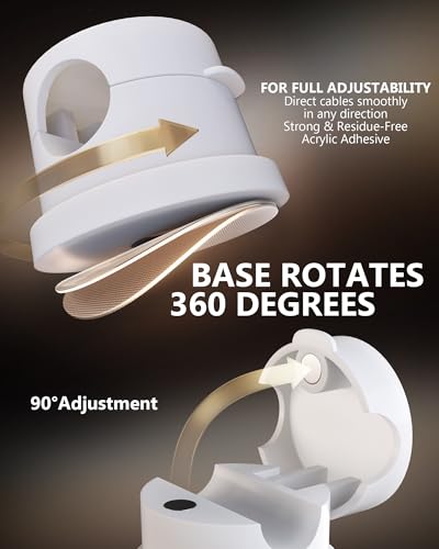 Magnetic Cable Clips 360° Rotation Cord Holder, 12 Pack Cord Organizer 1s Lock Cable Smooth Adjustable Desk Organizers and Accessories, Adhesive Cord Clips for Nightstand,Phone,Wall,Car,Home Office - color: White, size: 12 PACK