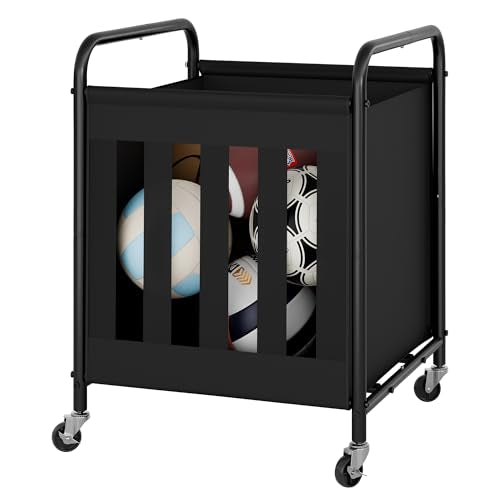 StorageWorks Ball Storage with Wheels, Ball Cart for Garage, Garage Sports Equipment Organizer, Balls Organizer for Basketball, Football, Volleyball - style: Ball Storage(180L)