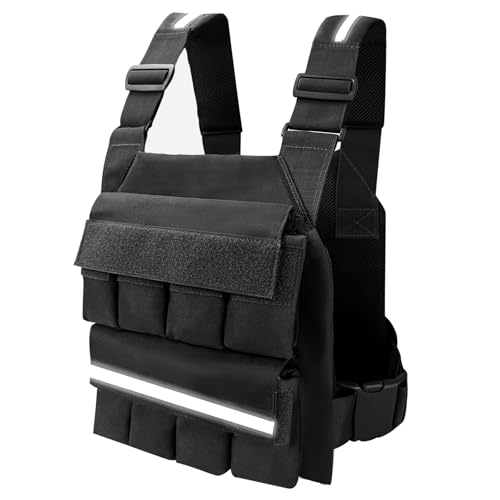 Weighted Vest for Men Women, Adjustable Tactical Weight Vests for Rucking Walking Running Crossfit Strength Training (Without Weight Blocks) - color: Black