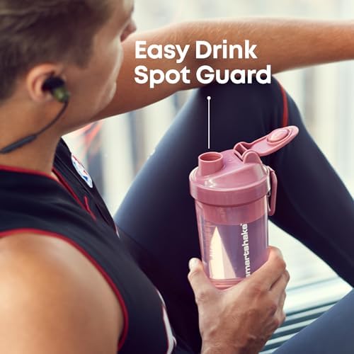 Smartshake O2GO ONE 800 ml/27 oz Protein Shaker Bottle | Silent Mixing | Leak-Proof Shaker Bottle | Shaker Cups For Protein Shakes | Gym Shaker Bottle | Durable, BPA-Free, Dishwasher Safe | Deep Rose - color: Deep Rose
