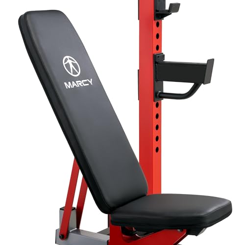 Marcy Deluxe Olympic Weight Bench with Adjustable Back & Bar Catch & Optional Arm Curl, Leg Developer, Lat Tower Attachments (Sold Separately), Personal Home Gym for Strength Training, Weightlifting - color: Olympic Bench MWB-7096
