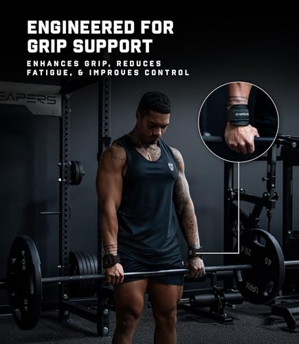 Gymreapers GripLink Lifting Straps – Heavy Duty D-Ring Weight Lifting Wrist Straps with Anti-Slip Silicone Grip Beads, Adjustable Support for Deadlifts, Powerlifting, Cable Machines & Gym Training - color: Black/White
