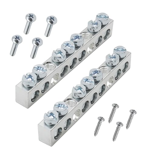 Ground Bar Kit for Square D 2 Pack | 7 Terminal Grounding Bar Compatible with Schneider Electric Load Centers - size: 7 Terminal