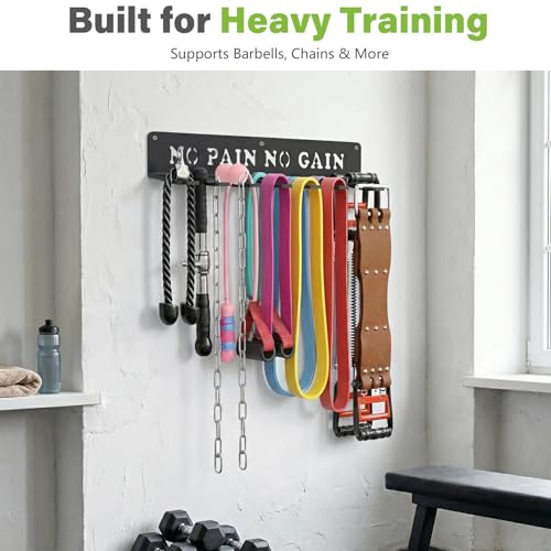 Home Gym Accessories Organization Storage Rack Equipment For Home 8 Hook Wall Hanger Display Gear Barbells Resistance Bands Jump Ropes Lifting Belt Hanger Accessories Hardware Included - color: Sore